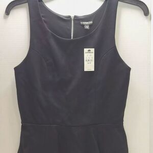 NWT Express Peplum Top With Lace Detail on Back, Black, Size XSMALL